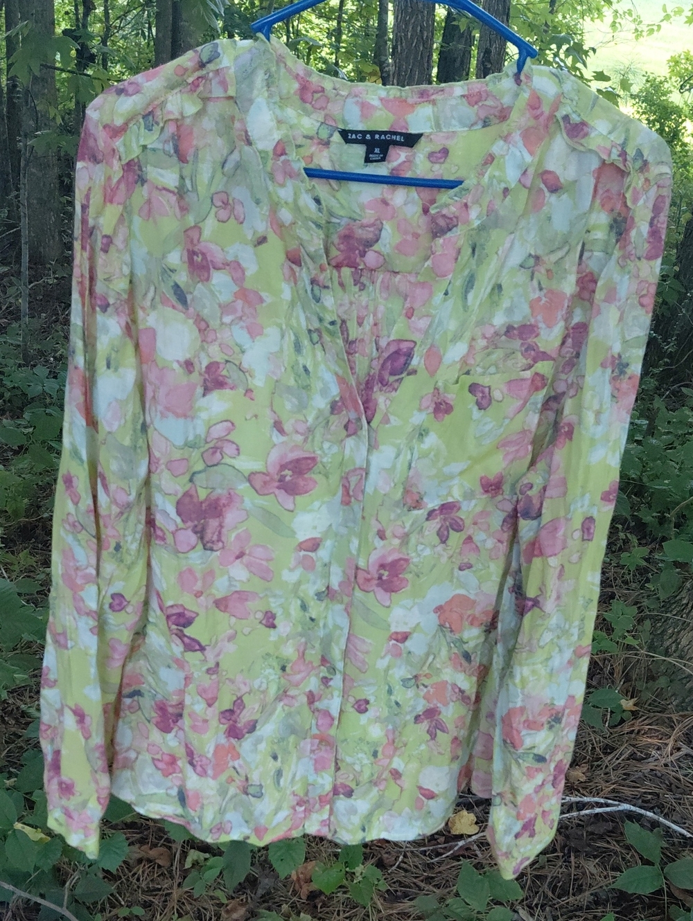 Zac & Rachel Pastel Floral Button-Front Blouse - Pink, Green, White